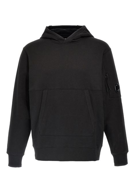 felpa hooded in diagonal raised fleece uomo nera C.P. COMPANY | RCCMSS714A-005086W999